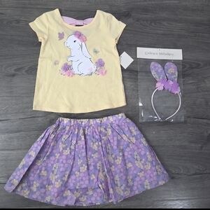 Catherine Malandrino Floral Bunny Girls 3pc Set Size 5/6 NWT